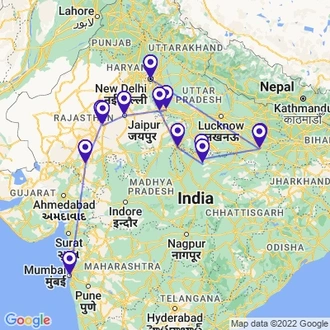 tourhub | Panda Experiences | Heritage India Tour with Agra | Tour Map