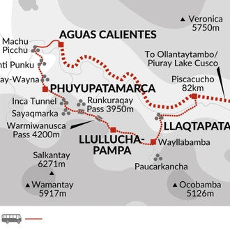 tourhub | Explore! | Inca Trail Trek | Tour Map