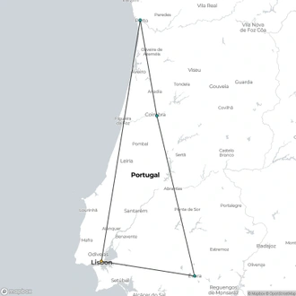 tourhub | Omega Tours | Essence of Portugal: An 8-Day Small Group Journey | Tour Map