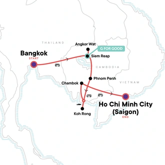 tourhub | G Adventures | Cambodia: Ancient Ruins & Boat Rides | Tour Map