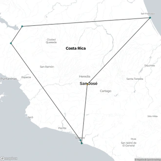 tourhub | Destination Services Costa Rica | Essential Costa Rica with extension to Manuel Antonio National Park, Manuel Antonio Beach & San Jose City | Tour Map