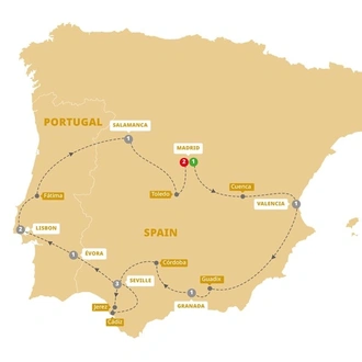 tourhub | Trafalgar | Highlights of Spain and Portugal | Tour Map