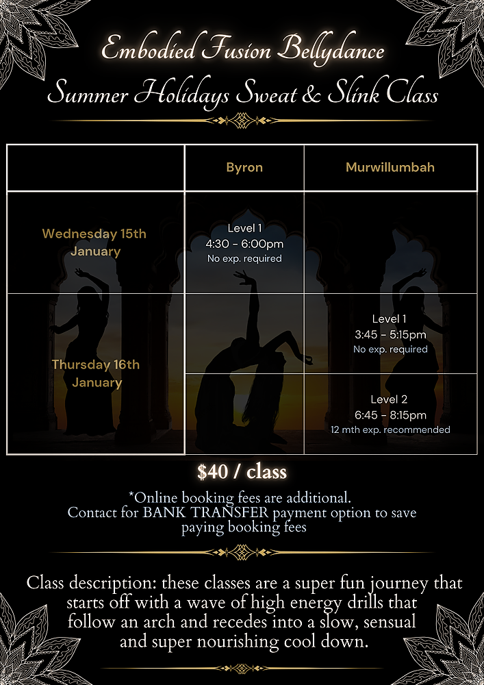 Embodied Fusion Bellydance Sweat & Slink Class