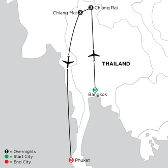 tourhub | Globus | Independent Thailand: Bangkok, the Beach & Beyond | Tour Map