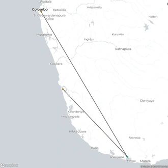 tourhub | Aitken Spence Travels | Southern Coast Beach Tour - Free Upgrade to Private Tour Available | Tour Map