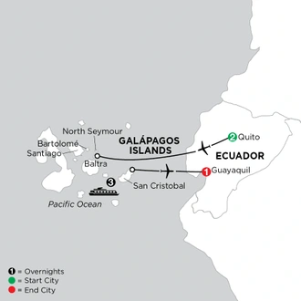 tourhub | Globus | Independent Galapagos cruise aboard the Galápagos Legend | Tour Map