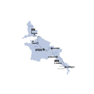 tourhub | Contiki | Rome to London Vistas | Summer | 2025 | Tour Map