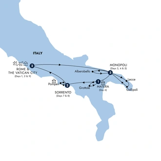 tourhub | Insight Vacations | Country Roads of Southern Italy | Tour Map