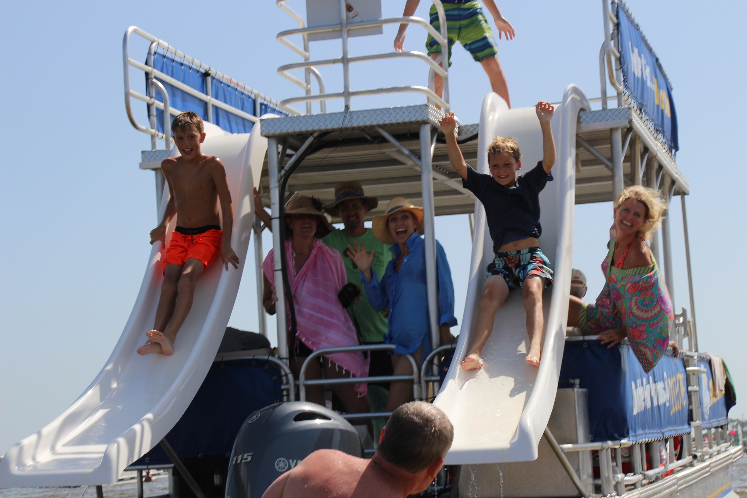 14 Person Double-Decker Pontoon with two waterslides - Power Up