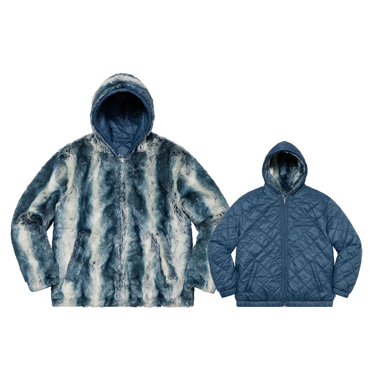 Supreme Faux Fur Reversible Hooded Jacket Ice Blue (FW20)