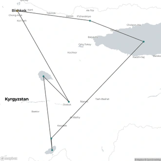 tourhub | YellowWood Adventures | In the Footsteps of the Nomads of Kyrgyzstan | Tour Map