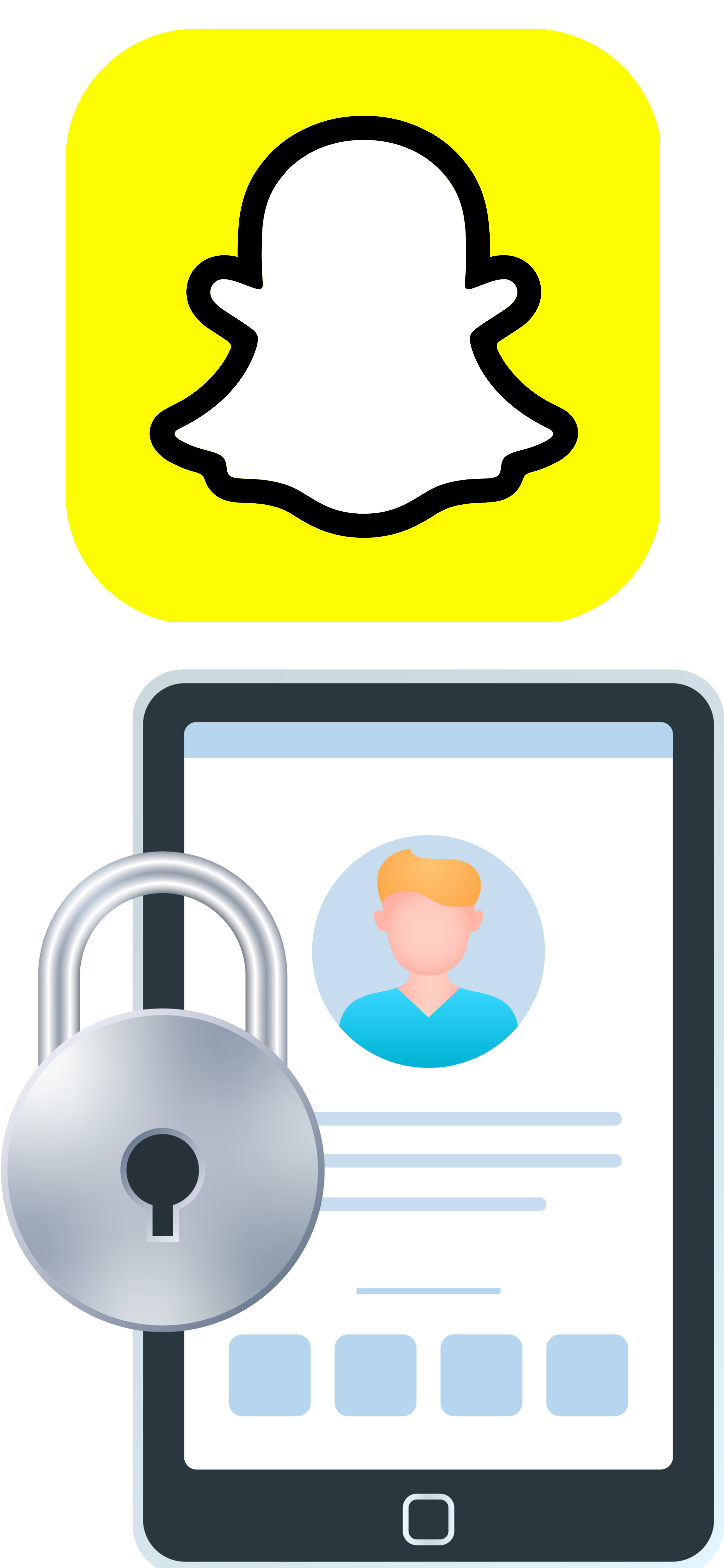 An image showcasing the Snapchat logo over a secure lock.