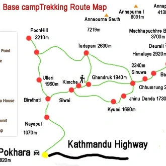 tourhub | Sherpa Expedition & Trekking | Annapurna Base Camp Trek 11 Days | Tour Map