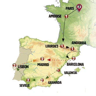 tourhub | Europamundo | France, Spain and Portugal | Tour Map