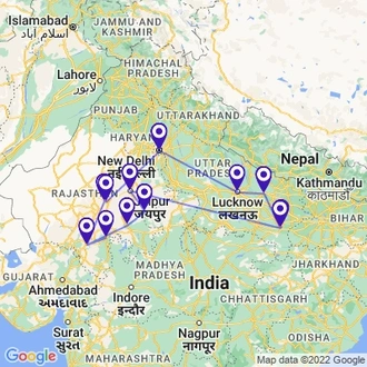 tourhub | UncleSam Holidays | Amazing Northern India with Ayodhya | Tour Map