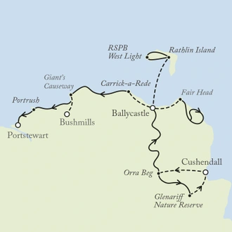 tourhub | Exodus | The Antrim Coast and Glens Walking | Tour Map