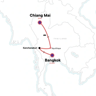tourhub | G Adventures | Bangkok to Chiang Mai Express | Tour Map