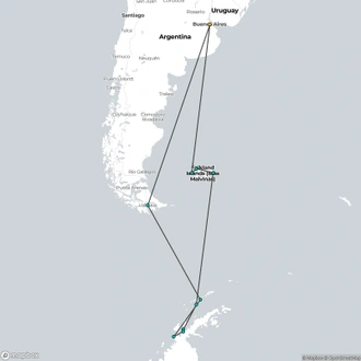 tourhub | HX Hurtigruten Expeditions | Antarctica and Falklands Expedition | Southbound (Flight Included) | Tour Map