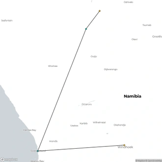 tourhub | Across Africa Tours Travel | Etosha NP & Swakopmund Safari 4 Days/ 3 Nights ( Comfort) | Tour Map