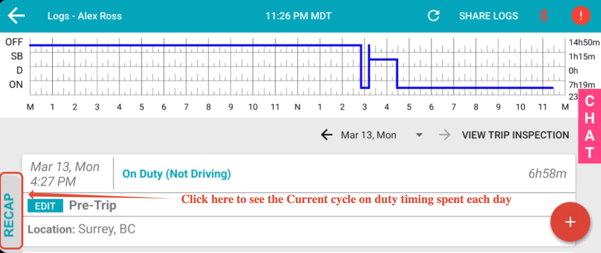 Viewing Hours-of-Service Logs on the Switchboard Driver Application