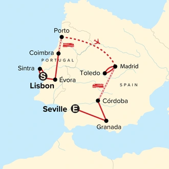 tourhub | G Adventures | Journeys: Iconic Portugal & Spain | Tour Map