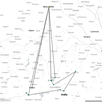 tourhub | Agora Voyages | Mesmerizing Central India: A Journey Through History, Nature, and Culture | Tour Map