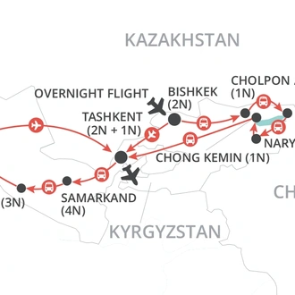 tourhub | Wendy Wu | Road to Samarkand | Tour Map