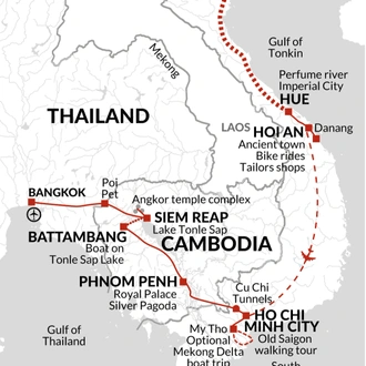 tourhub | Explore! | Simply Bangkok to Hanoi | Tour Map