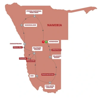 tourhub | Trafalgar | Namibia Adventure | Tour Map