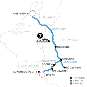 tourhub | Avalon Waterways | The Rhine & Moselle: Canals, Vineyards & Castles (Tranquility II) | Tour Map