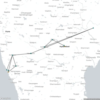 tourhub | Agora Voyages | Hyderabad to Goa The Deccan Route | Tour Map