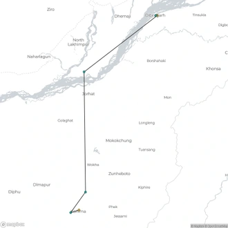 tourhub | Agora Voyages | Tribal Trails and Tea Estates: A Journey Through Nagaland & Assam | Tour Map