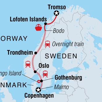 tourhub | Intrepid Travel | Copenhagen to Northern Norway | Tour Map