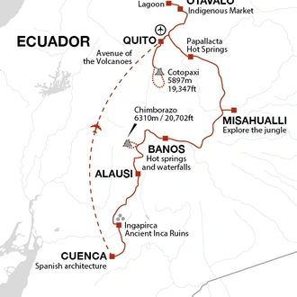 tourhub | Explore! | Ecuador - Andes to Amazon | Tour Map