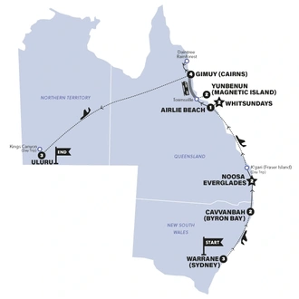 tourhub | Contiki | Ultimate Australia with Sailing | 2024 - 2025 | Tour Map