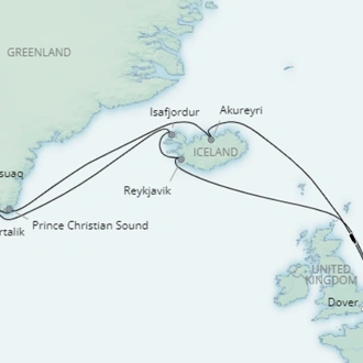 tourhub | Saga Ocean Cruise | Greenland and Iceland Wilderness Explorer | Tour Map