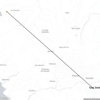 tourhub | Destiny Travel Costa Rica | 2 Days - 1 Night - Arenal Volcano & Baldi Hot Springs from San Jose | Tour Map