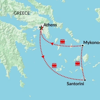 tourhub | Encounters Travel | Santorini & Mykonos | Tour Map