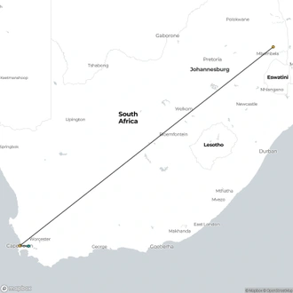 tourhub | Today Voyages | Safari, Wine and Mother City, Private tour | Tour Map