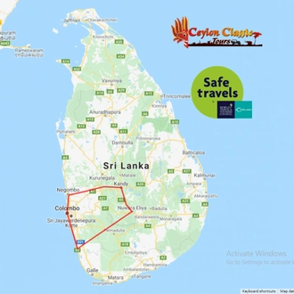 tourhub | Ceylon Classic Tours | Sri Lanka Honeymoon Tour | Tour Map
