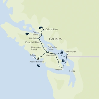 tourhub | Exodus | Whales & Bears of British Columbia | Tour Map