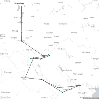 tourhub | Crooked Compass | Tribal Heartlands of Vietnam &#038; China | Tour Map