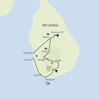 tourhub | Exodus Adventure Travels | Sri Lanka: Wild Family Adventure | Tour Map