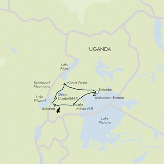 tourhub | Exodus Adventure Travels | Chimps & Gorillas of Uganda | Tour Map