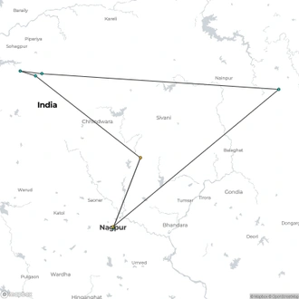 tourhub | Agora Voyages | Nagpur to Pench, Satpura & Kanha National Park, Tiger Safari Tour | Tour Map