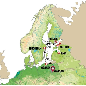 tourhub | Europamundo | Heading North End Riga | Tour Map
