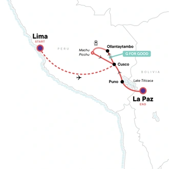 tourhub | G Adventures | South America Adventure: Lima to La Paz | Tour Map