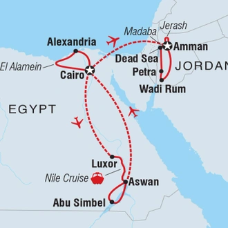 tourhub | Intrepid Travel | Premium Egypt & Jordan in Depth | Tour Map