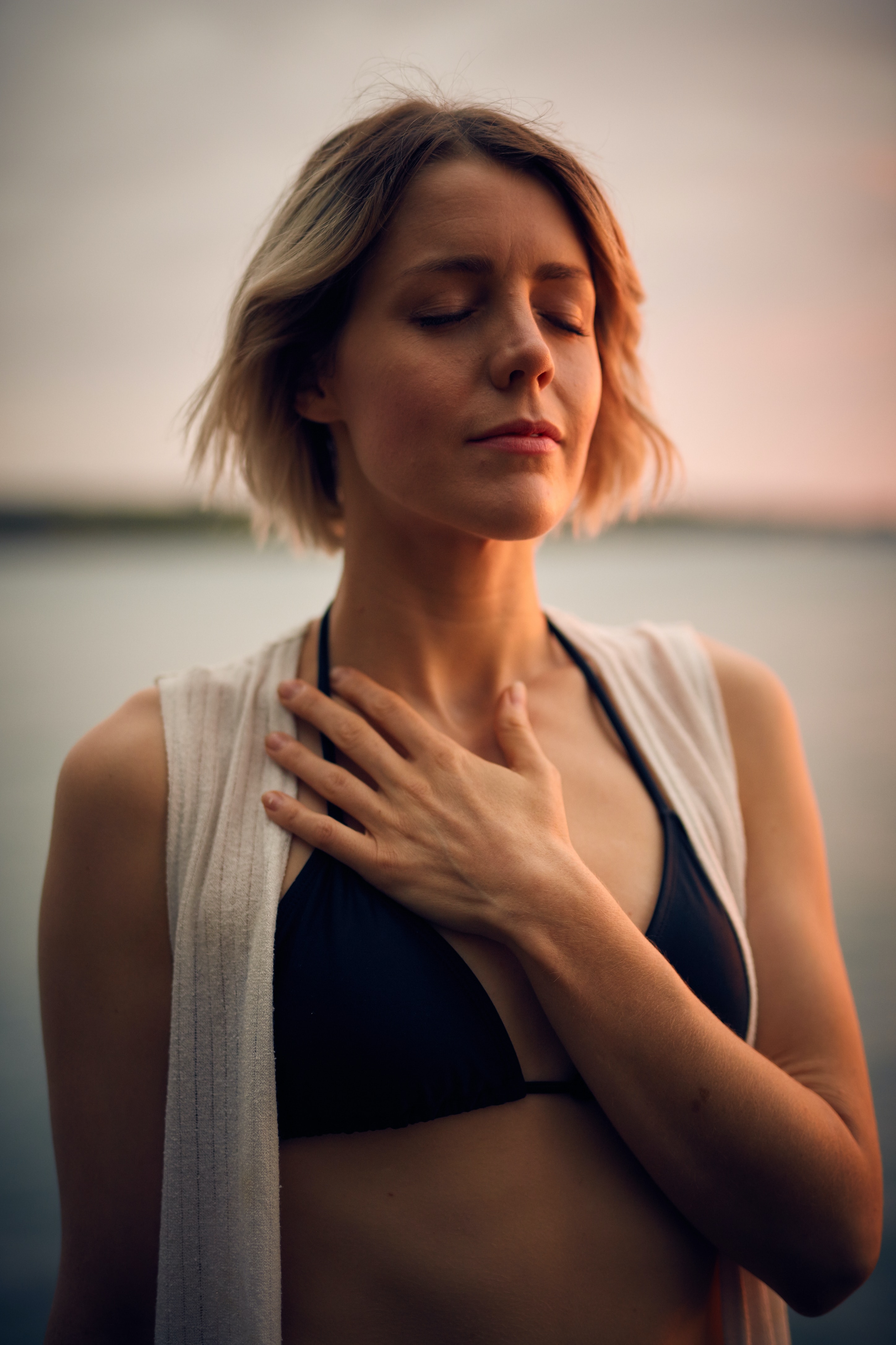 woman breathing deeply