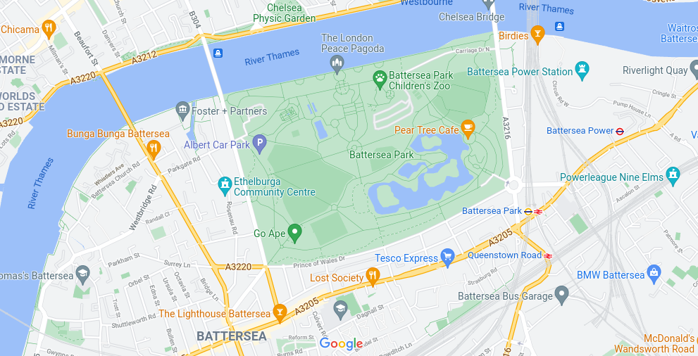 Battersea Park cycle route